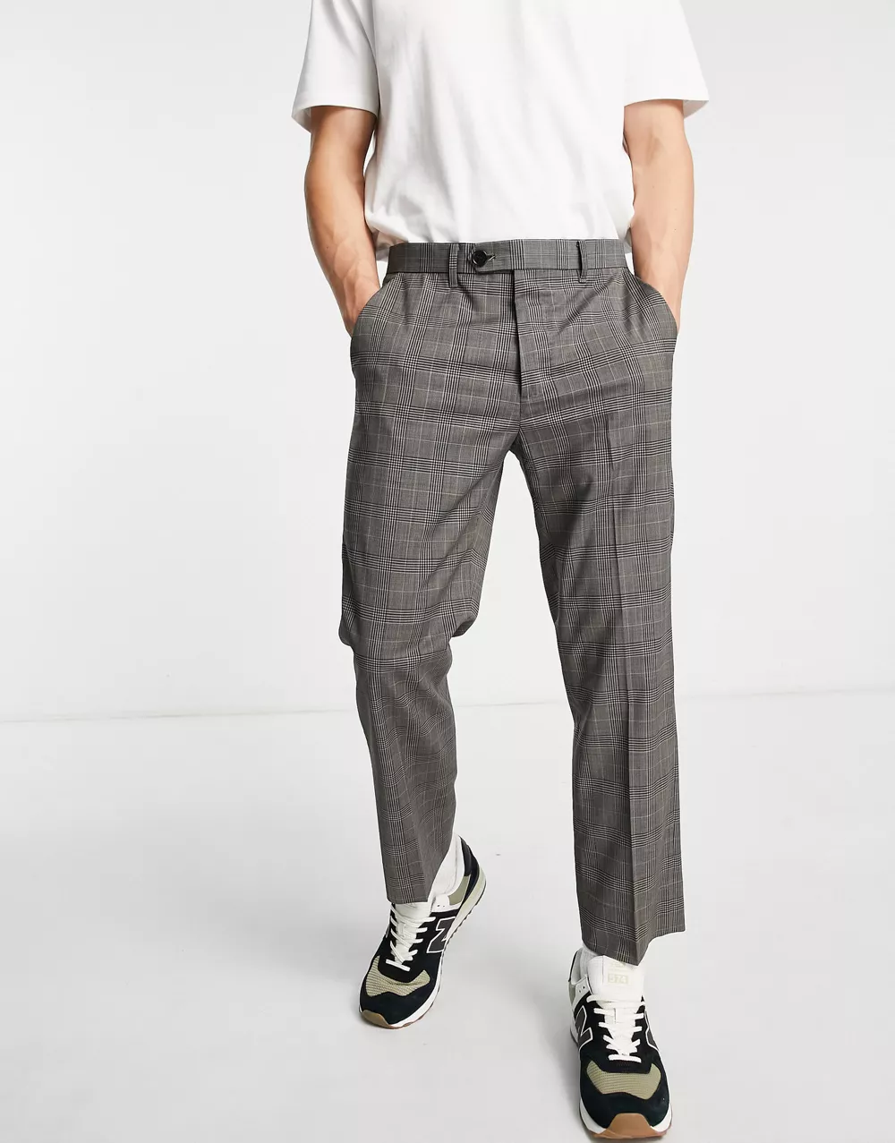 AllSaints Konan checked trouser in brown